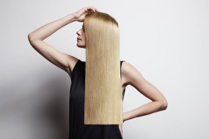 Long, smooth blonde hair